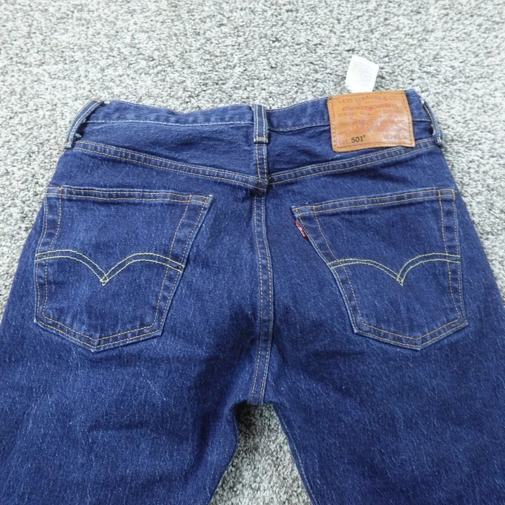 Levis Jeans Mens 28X30 Dark Blue Denim Pants 501 Straight Button Fly Premium